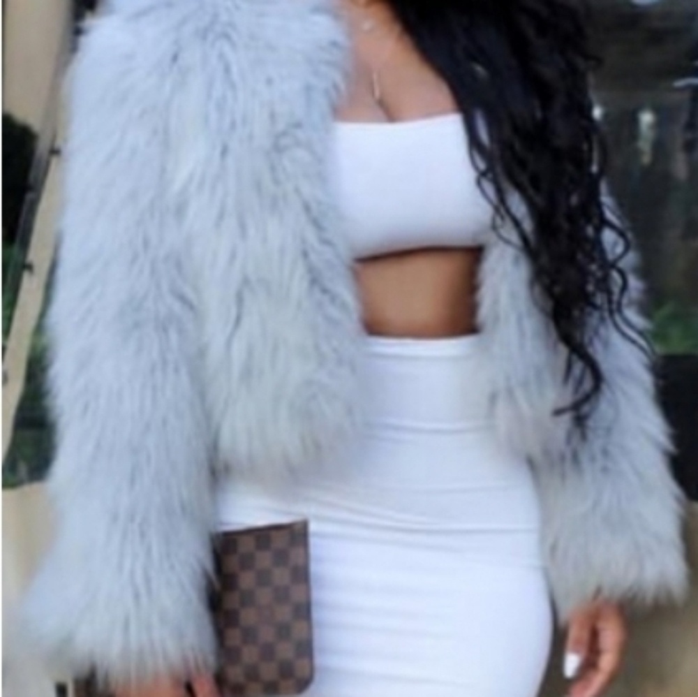 Grey Faux Fur Coat